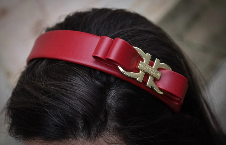 Victoria Faux Leather Headband Wine