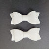 Pebbled Leather Bow Alligator Clips White AC134