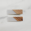 White Acetate & Wood Alligator Clip Set AC139