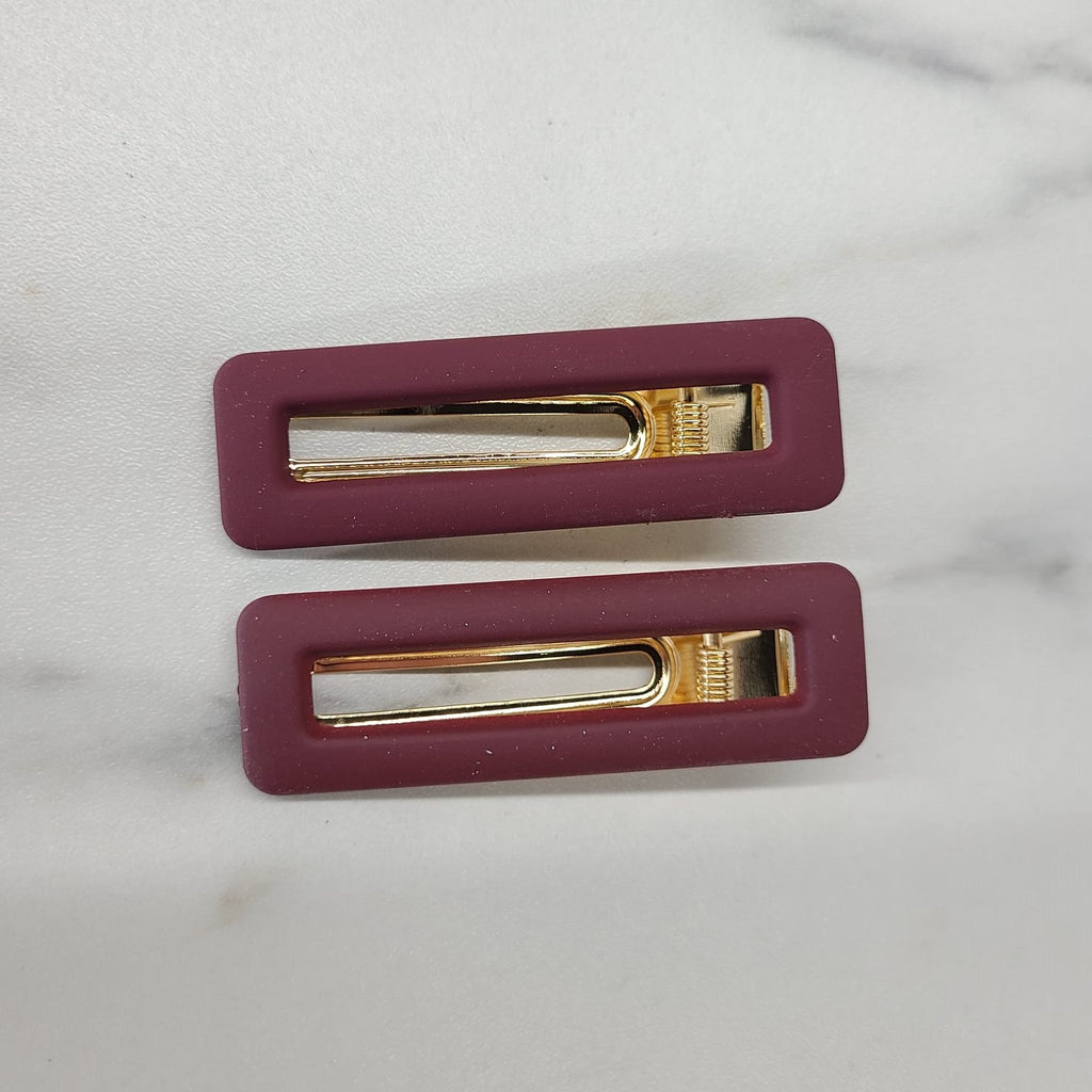 Rectangular hollow alligator clips burgundy AC152