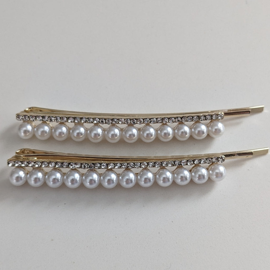 6cm Pearl/Mini Diamond Scarf Clips AC178