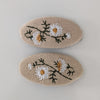 Floral Fabric Oval Snap Clips beige AC179