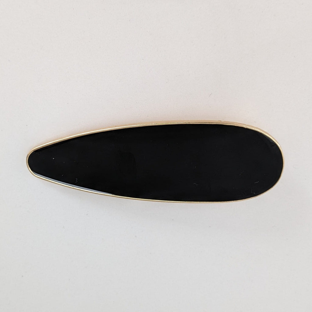 Enamel Teardrop Alligator Clip Black AC206