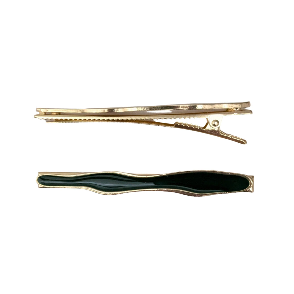 Vivente Wavy Alligator Clip Green  AC217