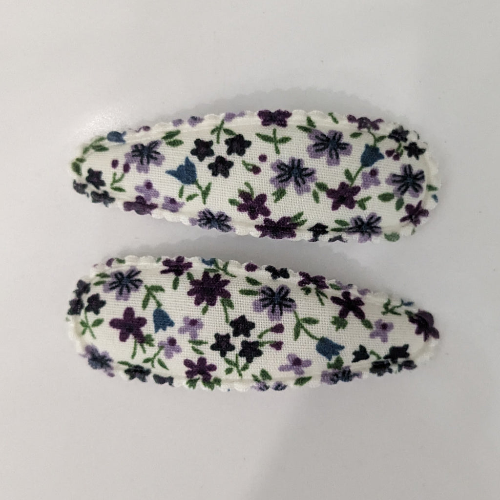 Fabric Mini Snap Clips -Cream/Purple Floral AC243