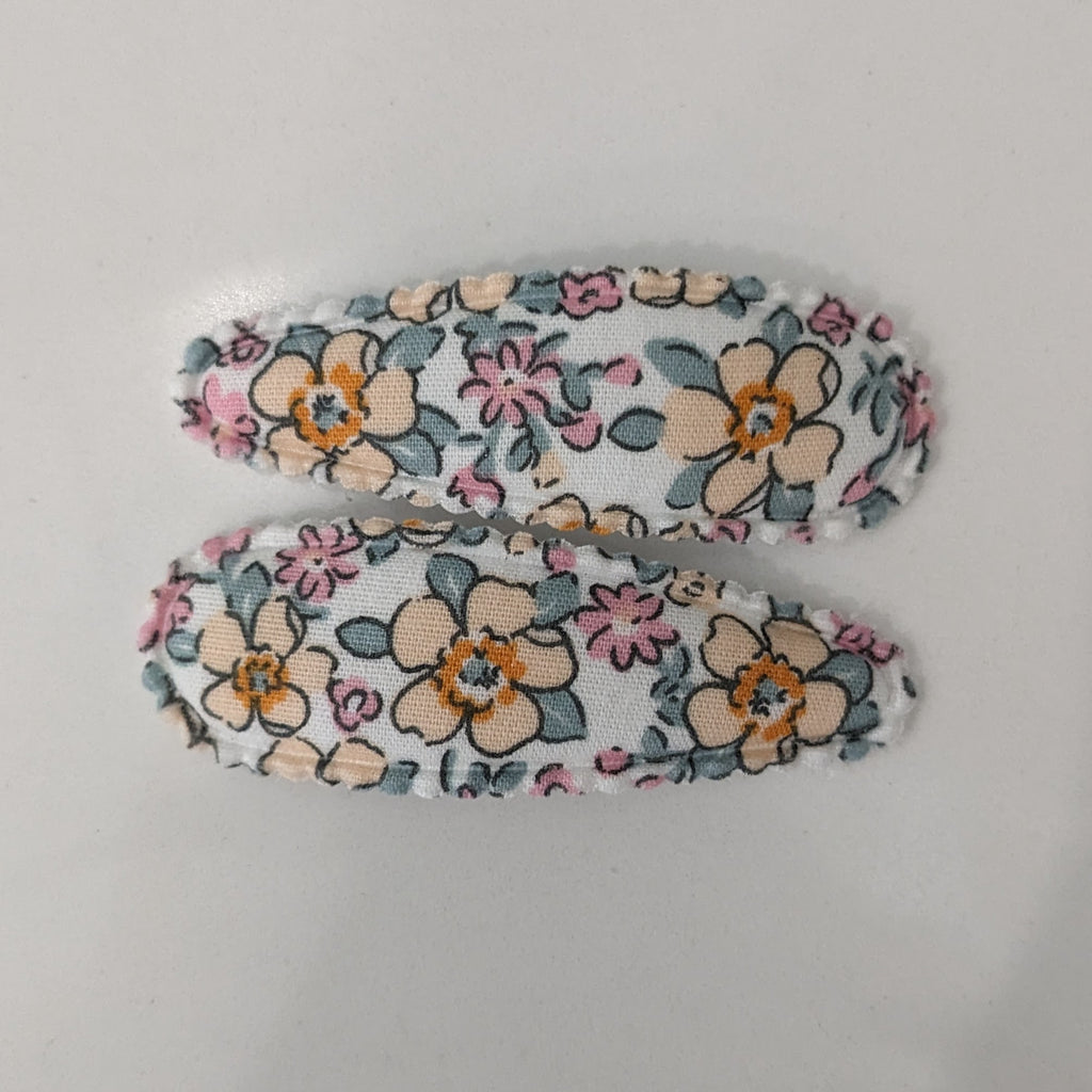 Fabric Mini Snap Clips Cream/Yellow Floral AC244