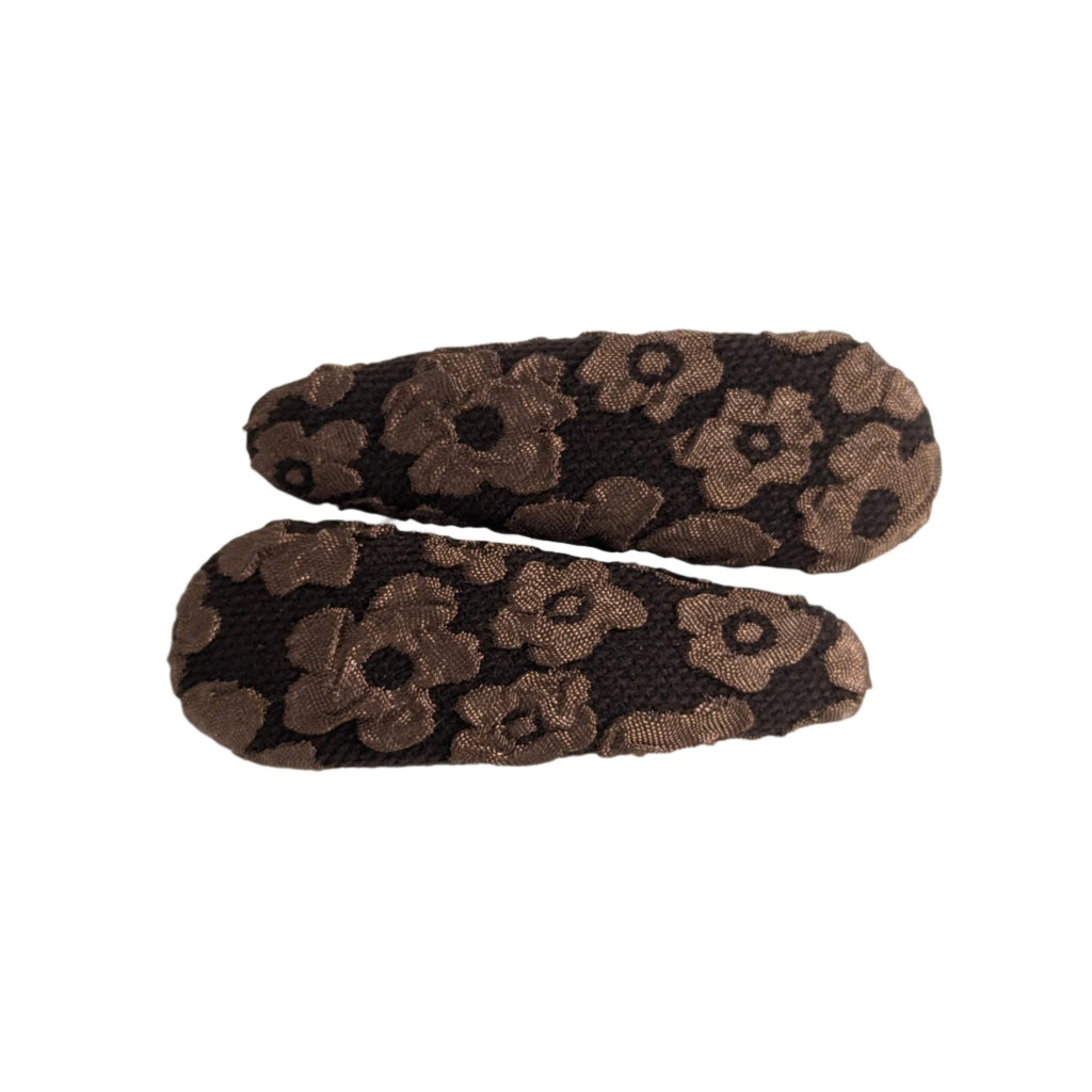 Fabric Snap Clips Brown Floral AC252