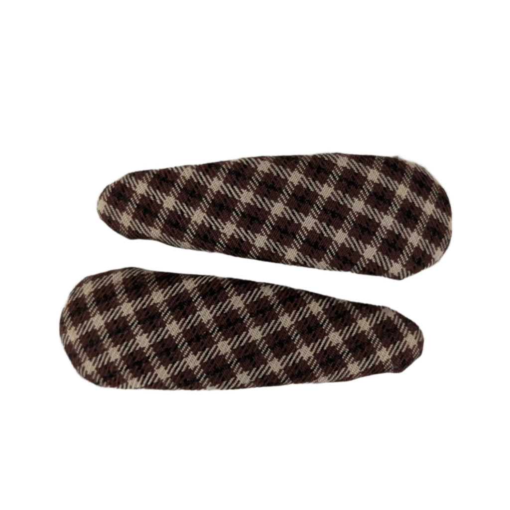 Fabric Snap Clips Brown Plaid AC253