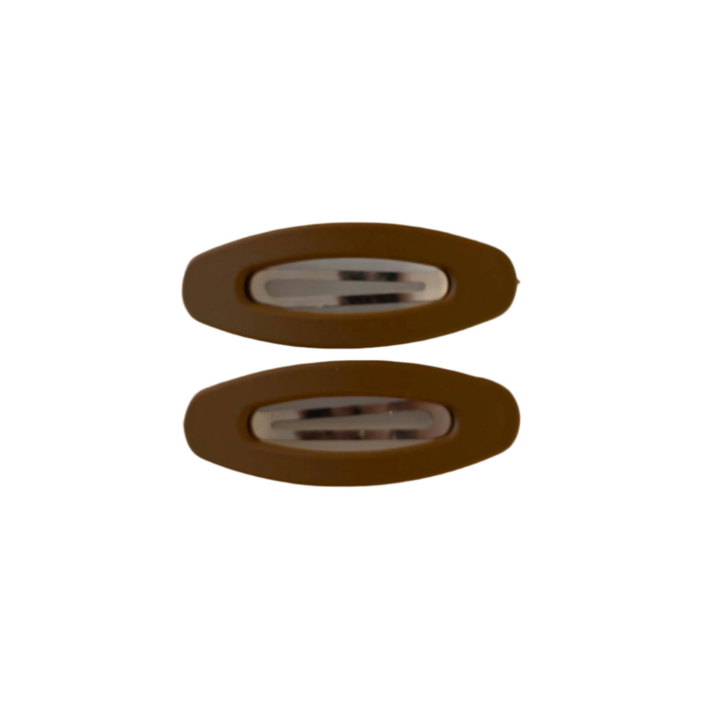 Frosted Oval Snap Clips - Latte brown  AC257