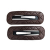 Quilted Leather Hollow Snap Clips Brown AC432