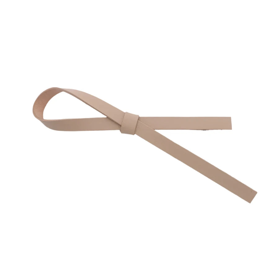 Leather Single Bow Clip Beige AC667