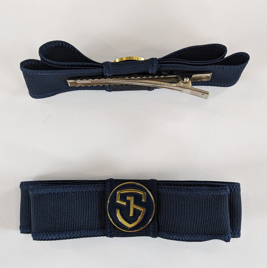 2 Layer OSG Bow Alligator Clip Navy AR28