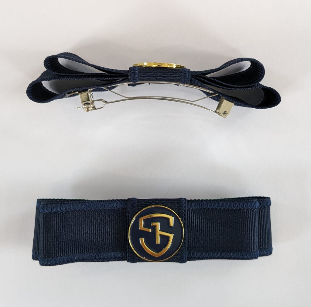 2 Layer OSG Bow - Barrette Clip - Navy - AR29