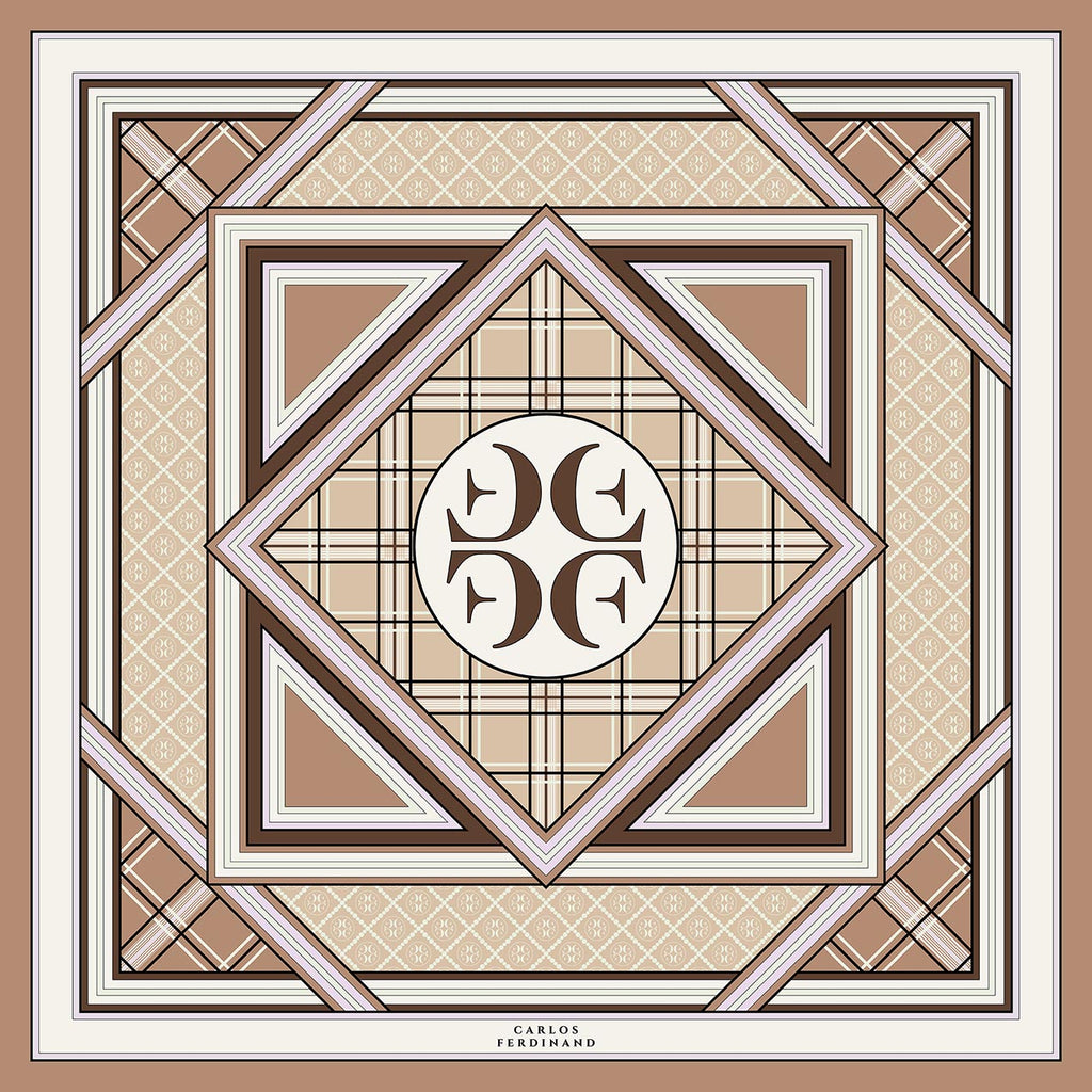 Carlos Ferdinand Monogram Check Coffee 90cm CF219-3