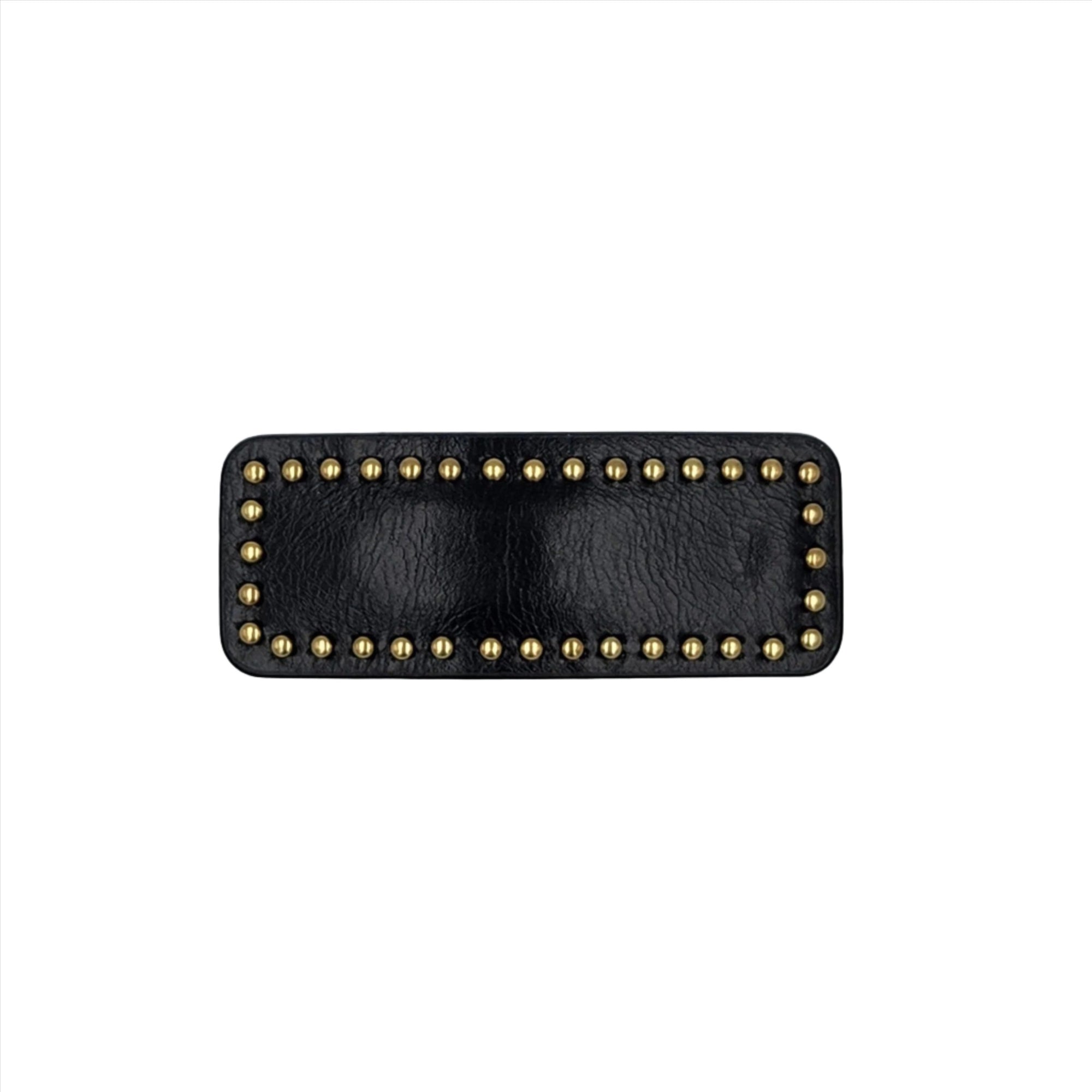 Harriet Leather Studded Snap Clip Black