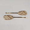 Gold Irregular Teardrop Clips Basket Weave HC805