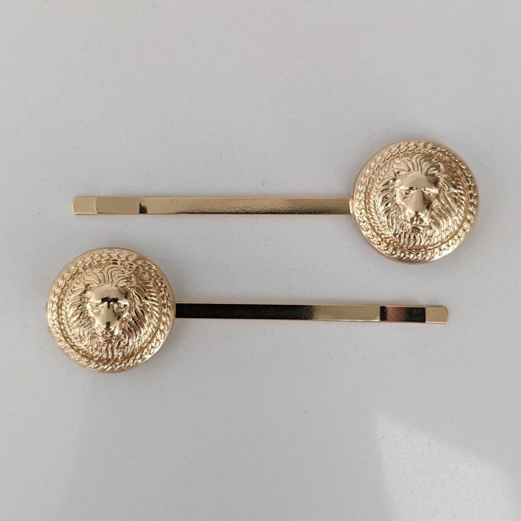 Gold Round Lionhead Clips Gold HC809