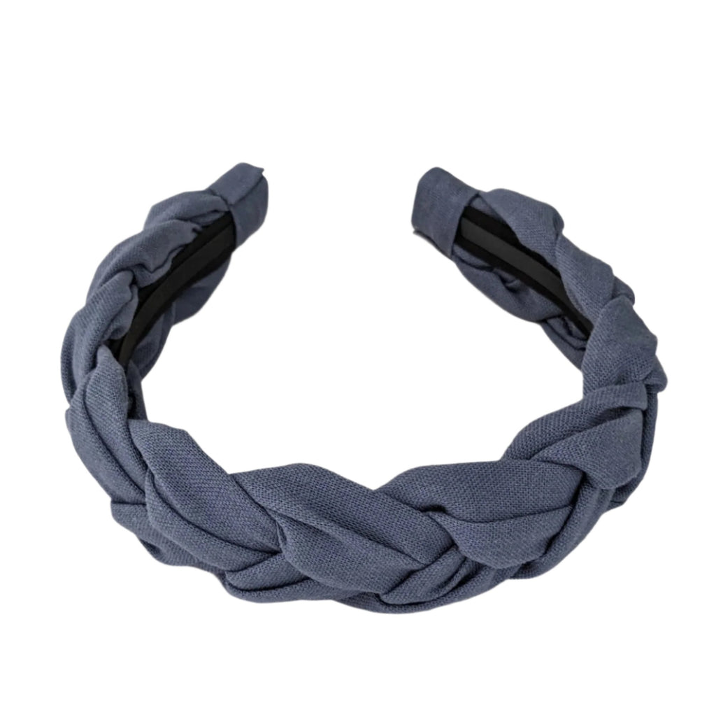 Linen Braided Headband - Blue - VB312