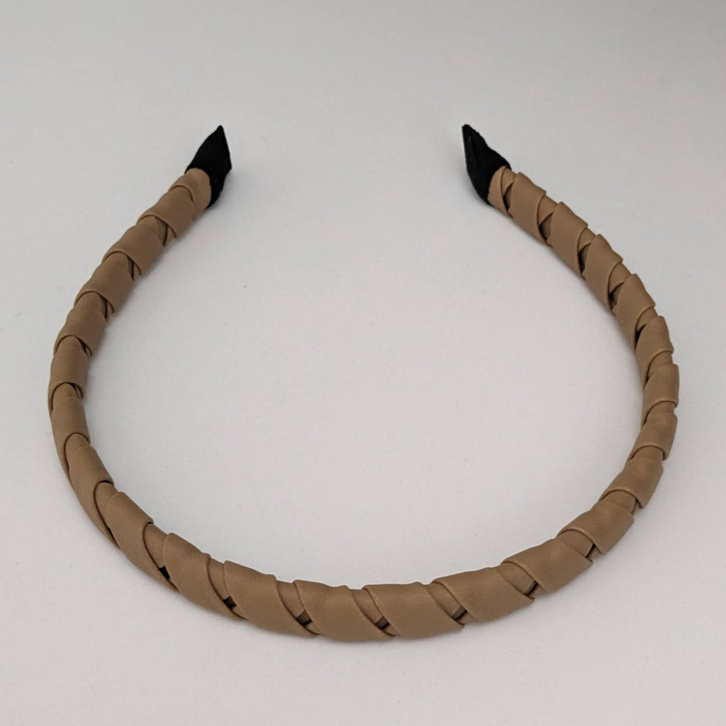 Vivente Wrapped Thin Leather Headband - Beige - VB323