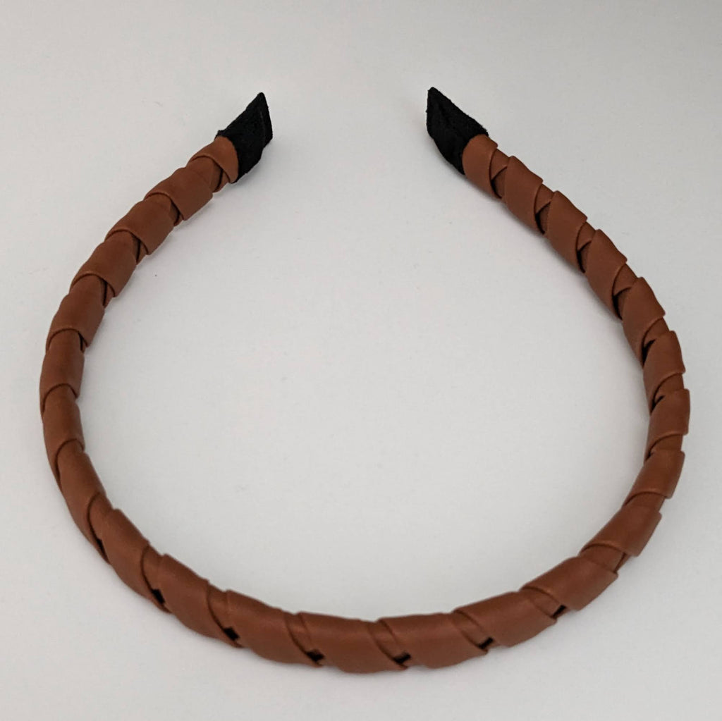 Vivente Wrapped Thin Leather Headband - Caramel - VB327