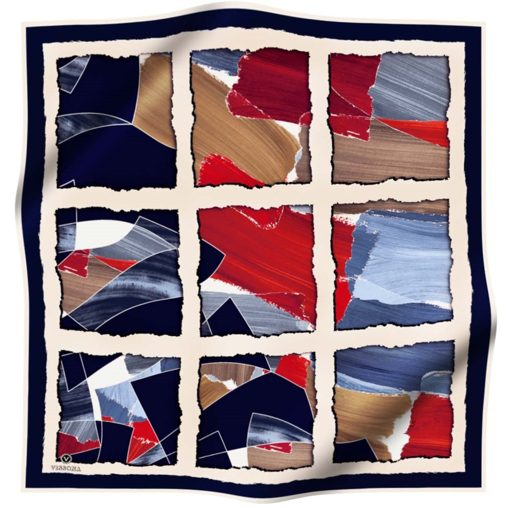 Vissona Torn Squares Navy VS17542-1 90cm