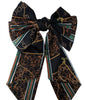 Vivente Satin Chain Belt Print Hair Bow Barrette Black BC789