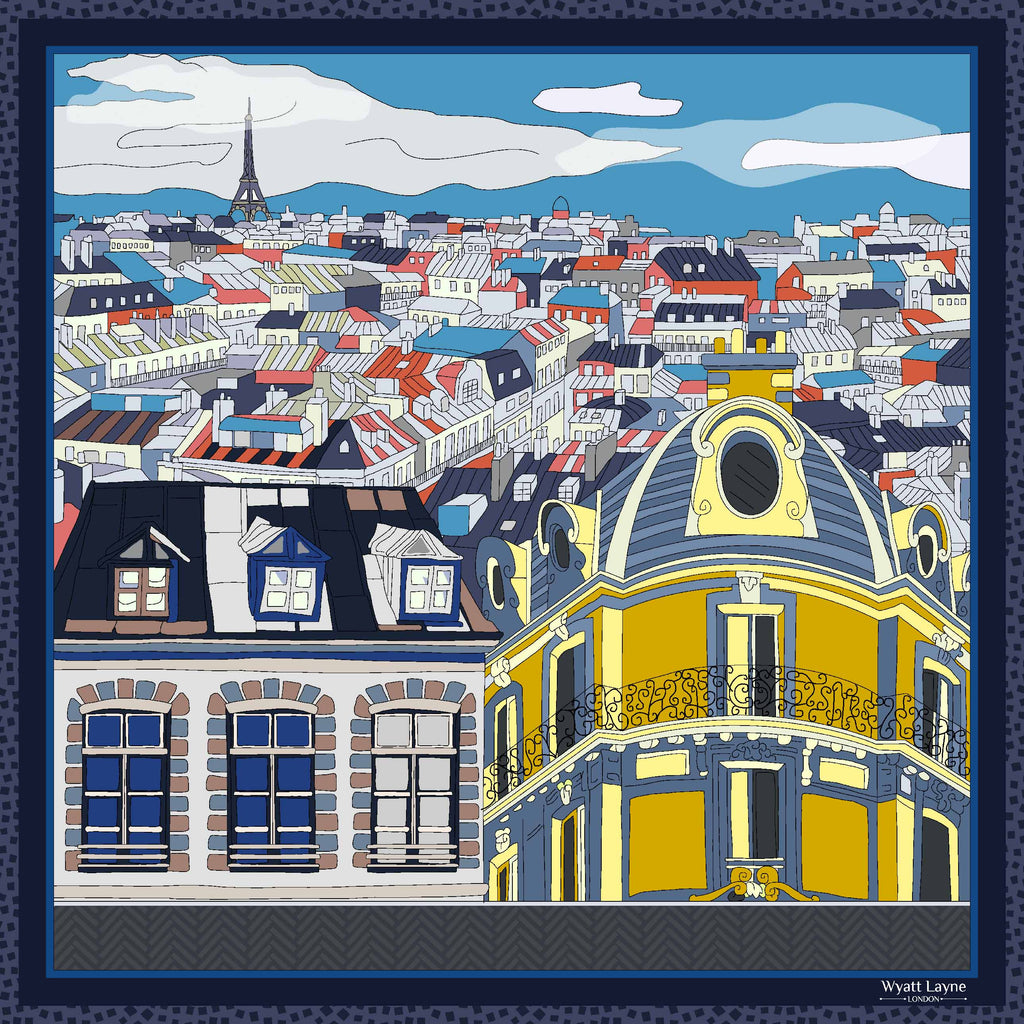 Wyatt Layne Paris Rooftops Navy Double Sided WL265-3 90cm