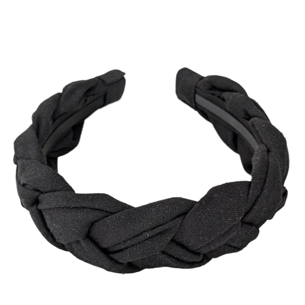 Linen Braided Headband Black VB302