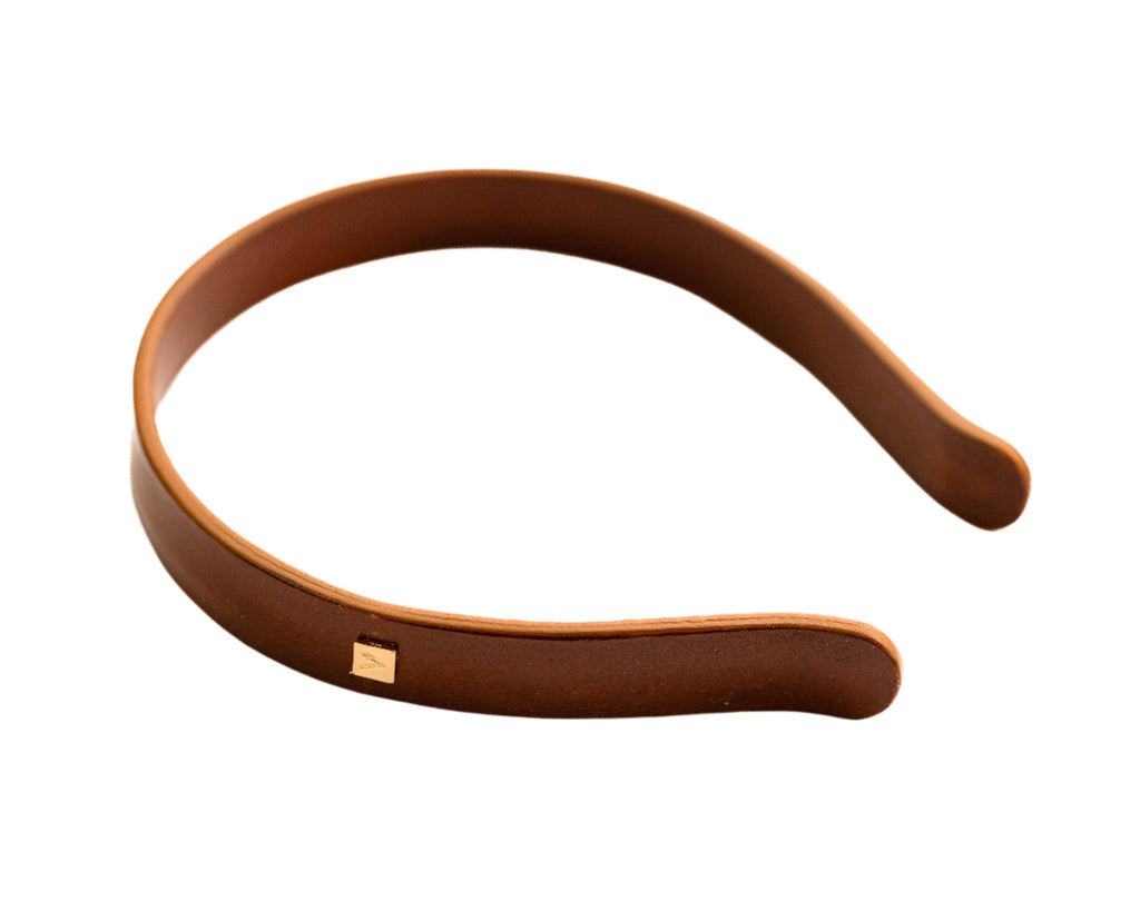 Vivente Solid Leather Headband  Brown VB341