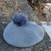Knit Wool Beret Hat - Light Grey/Grey - HA302