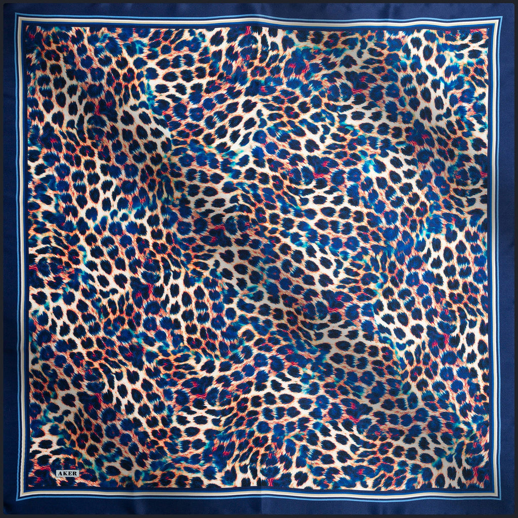 Aker Blue Leopard Print AK7478 90 cm