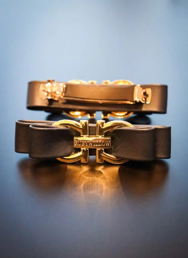 Valentina Faux Leather Barrette Clip Navy