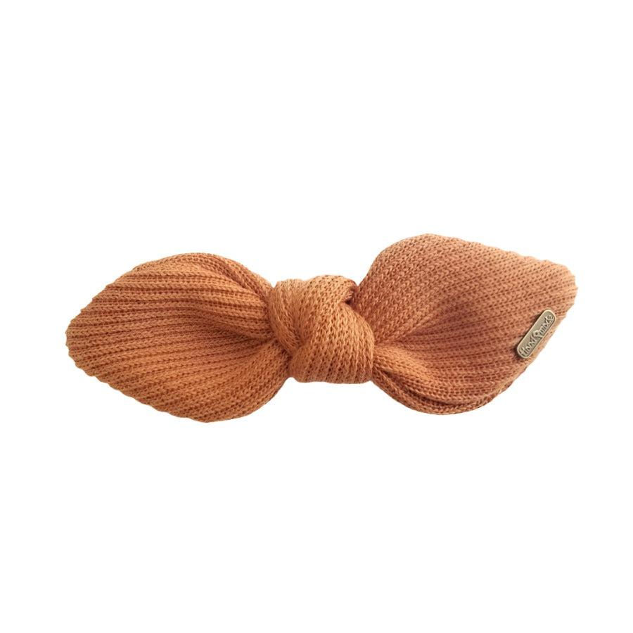 Ribbed Knot Bow Camel AC908