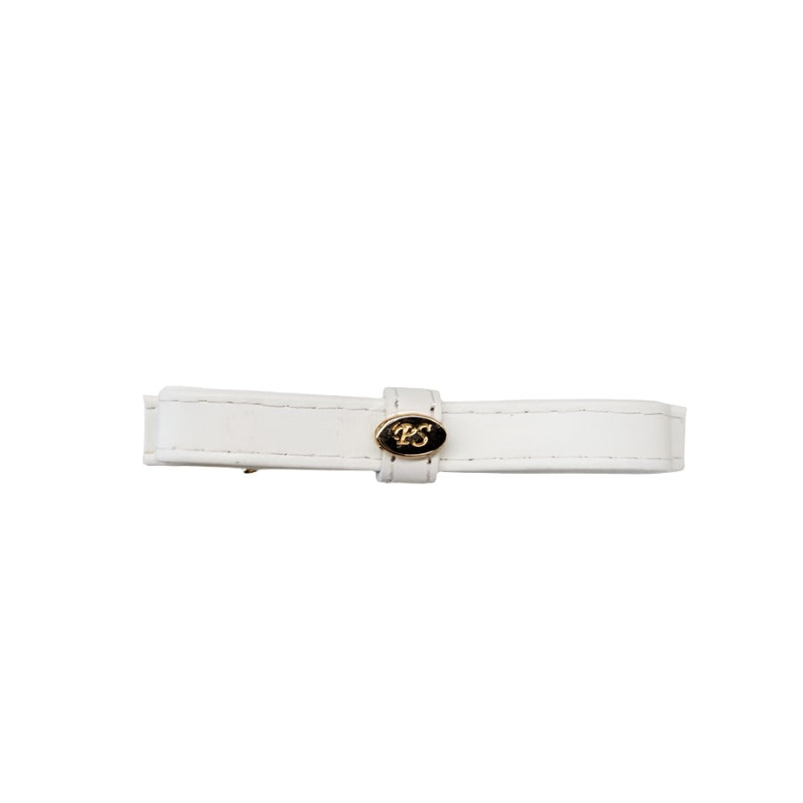 Panache Double Loop Leather Bow Alligator Clip -White AC925