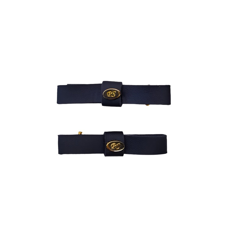 Panache Single Loop Leather Bows- Alligator Clips Navy AC931