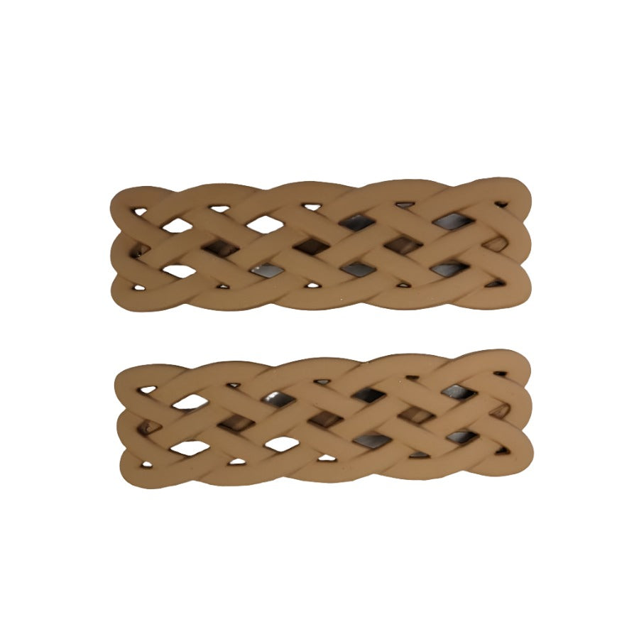 Panache Wide Lattice Alligator Clips Camel AC941