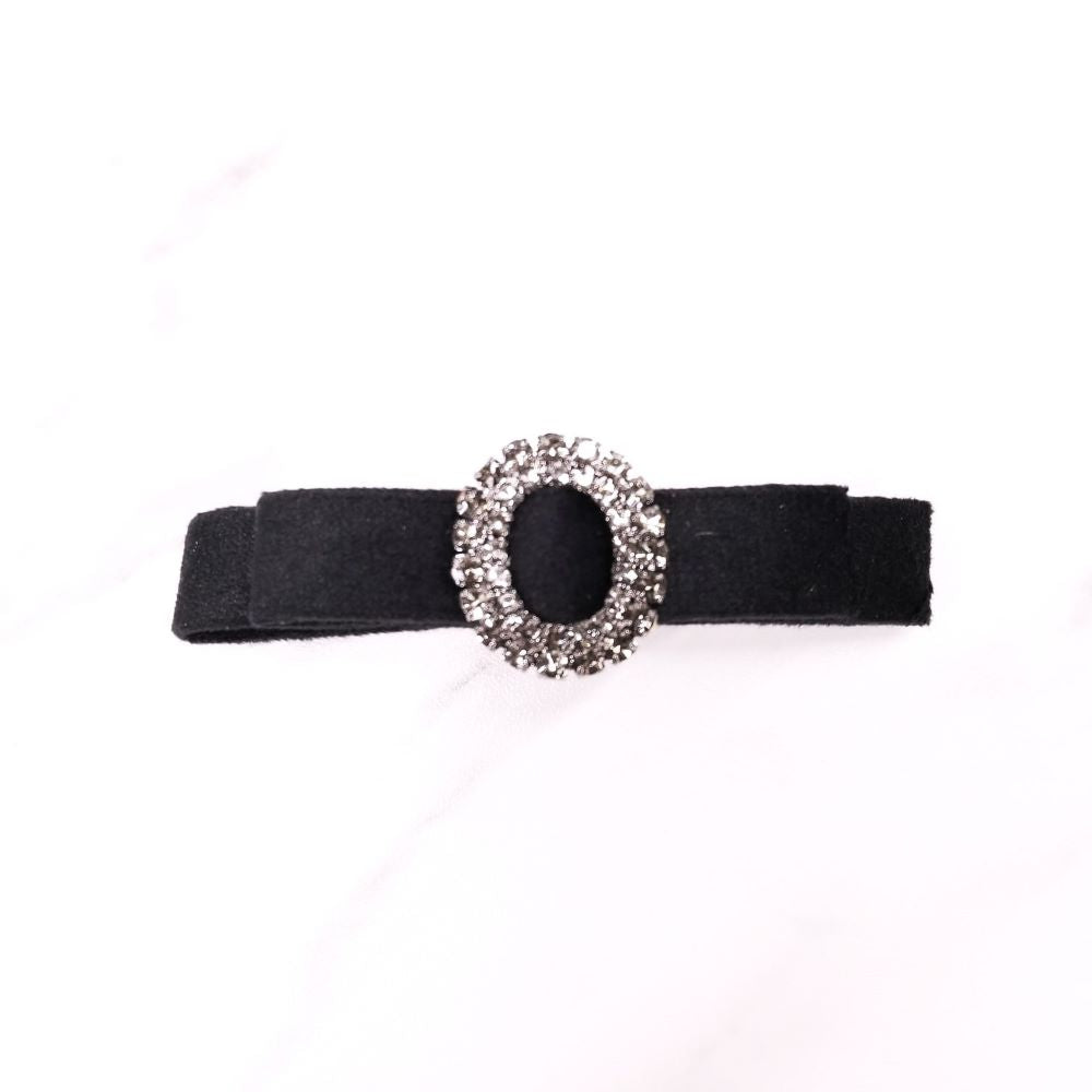 Velvet Buckle Hair Bow Black AC970