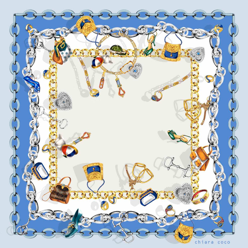 Chiara Coco Gold charms blue border - CC123-1 70cm