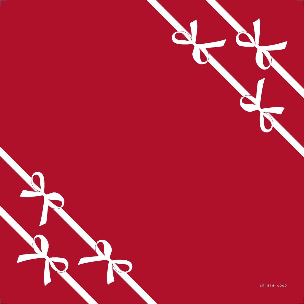 Chiara Coco Red ground white ribbon bows - CC124-3 70cm