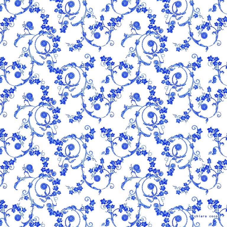 Chiara Coco Cobalt blue on white ditsy flower  CC158-2 70cm