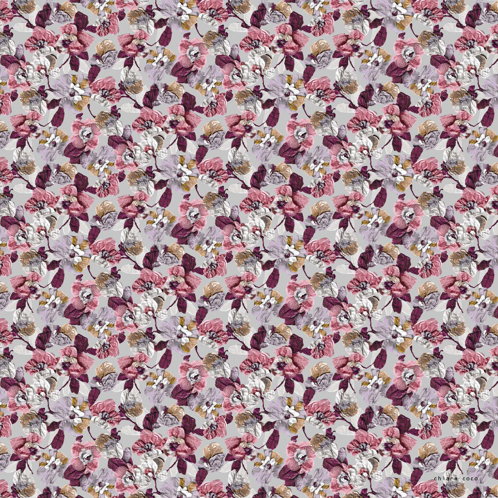 Chiara Coco Small pink flowers on gray  CC170-2 70cm