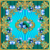 Carlos Ferdinand Turquoise/black stripes/gold scrolls/flowers CF118-2 90cm