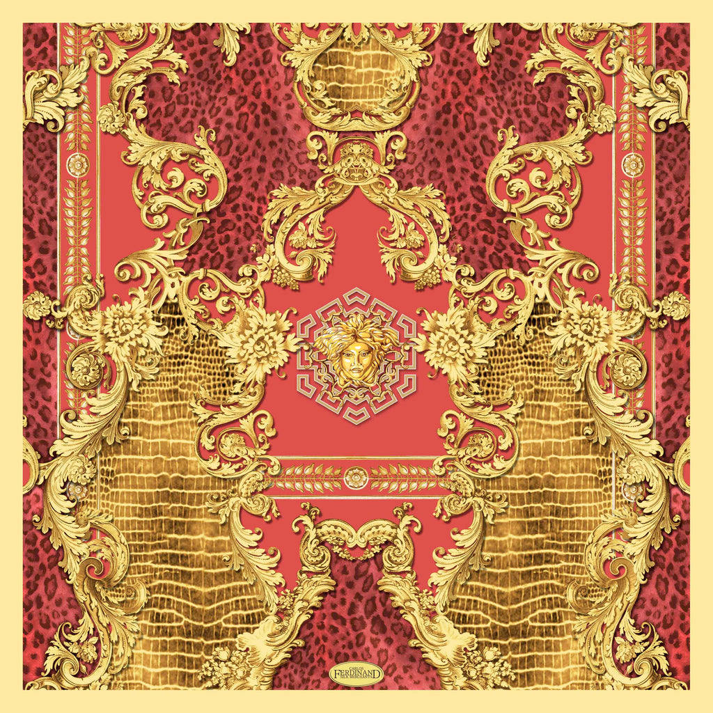 Carlos Ferdinand Red/gold scrolls   CF127-1 90cm