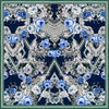 Carlos Ferdinand Cobalt blue/grey flowers on black  CF173 90cm