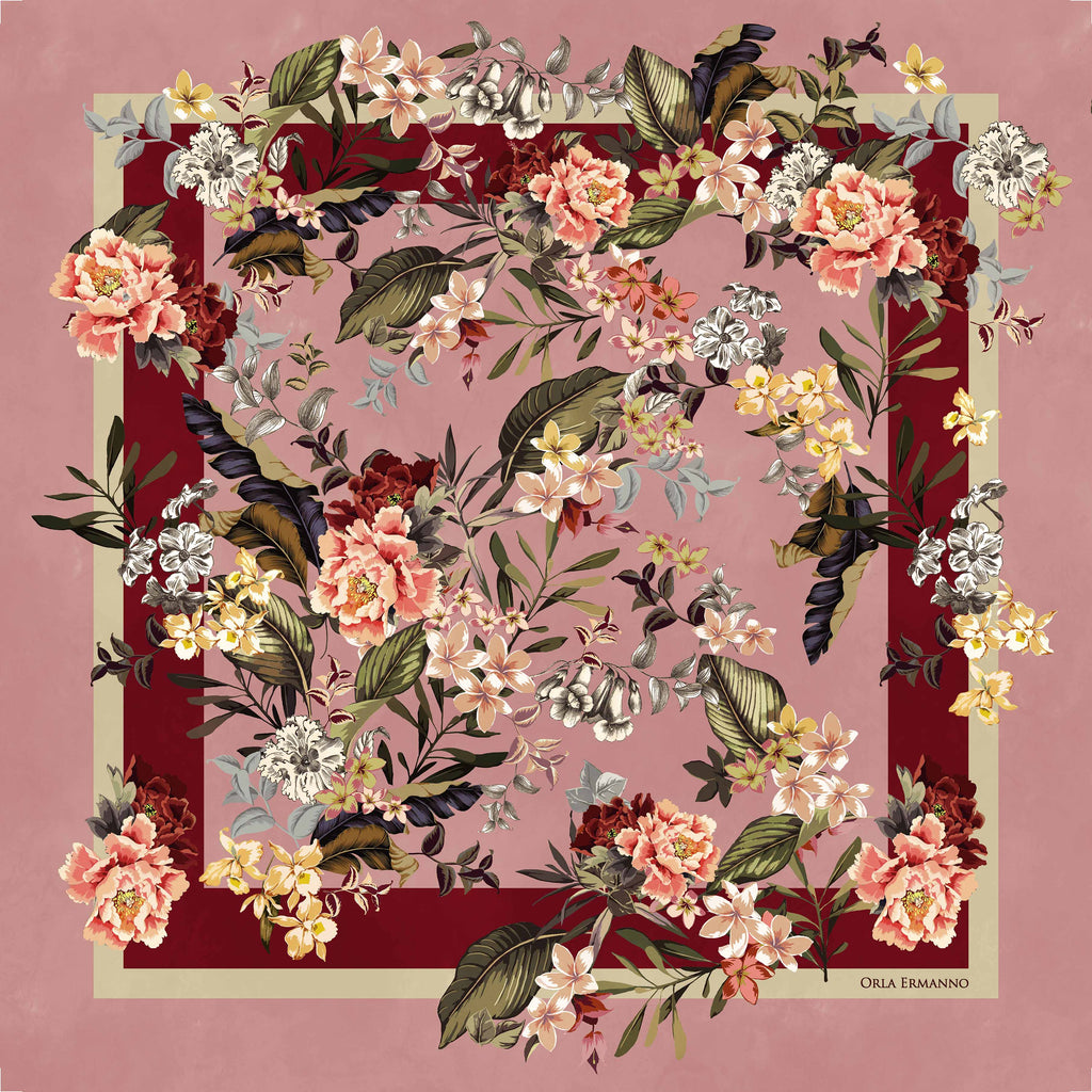 Orla Ermanno Flowers all around pink/cream/burgundy OE293-3 90cm