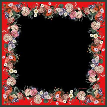 Orla Ermanno Floral border red/black/green  OE306 90cm