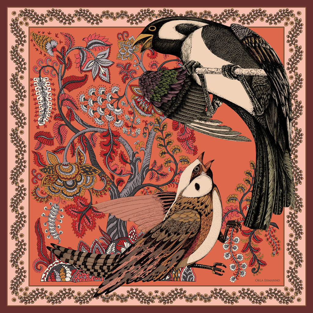 Orla Ermanno Songbird Tapestry Burgundy OE360-2 90cm