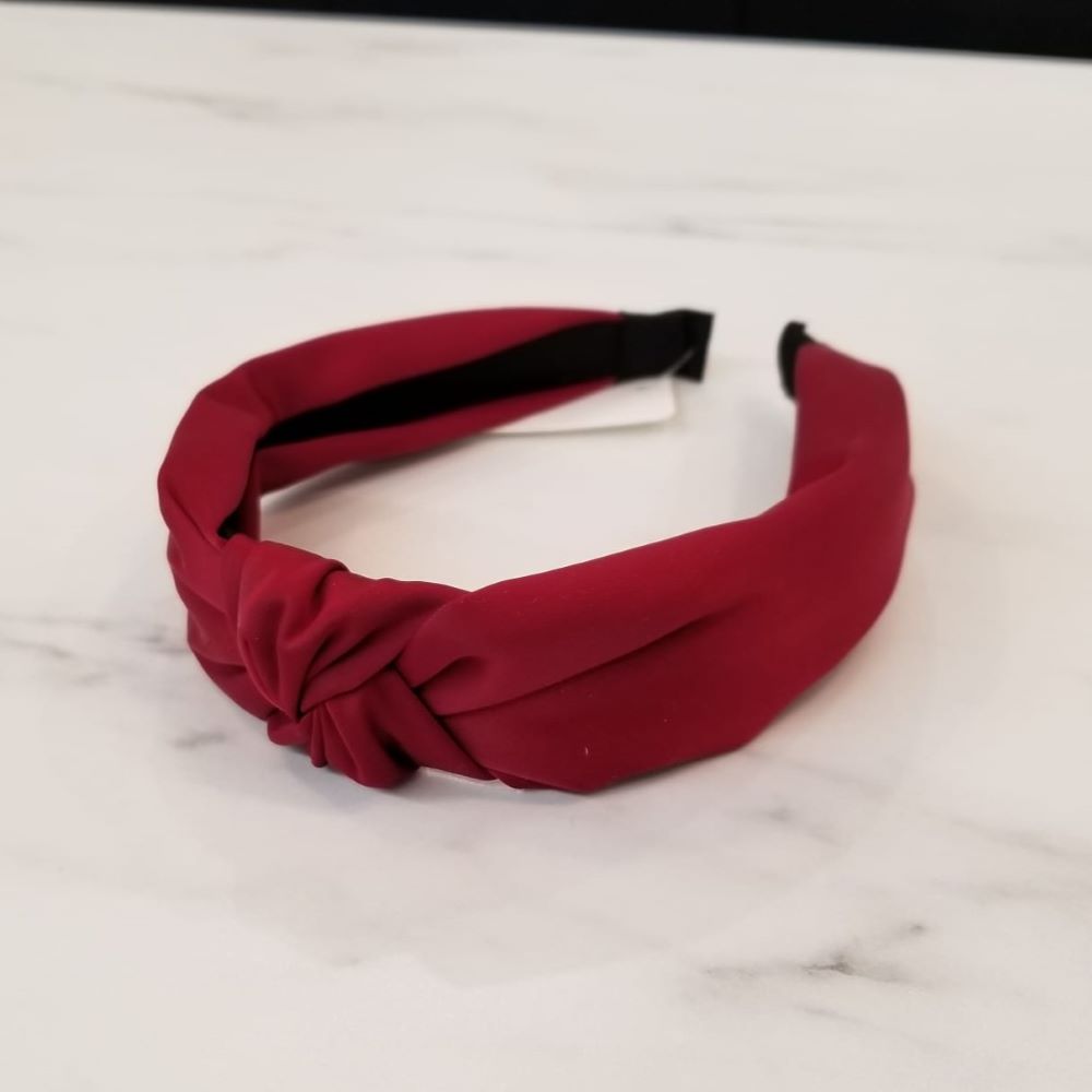 Knot Satin Headband - Burgundy - VB07