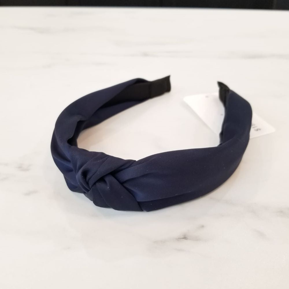 Knot Satin Headband - Navy - VB08