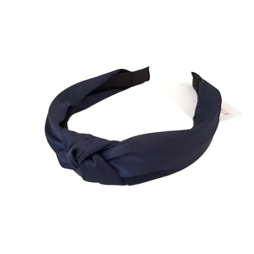 Knot Satin Headband - Navy - VB08